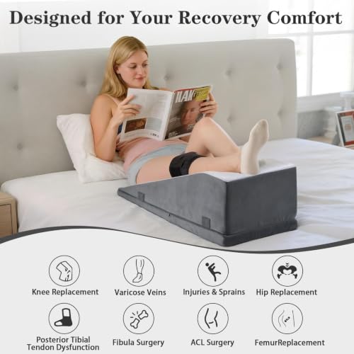 Hapiclody Single Leg Elevation Pillow for Post-Surgery Knee Recovery, Adjustable Height Support Wedge