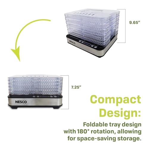 NESCO Food Dehydrator with 5 BPA-Free Trays, Adjustable Temp, Compact Kitchen Appliance