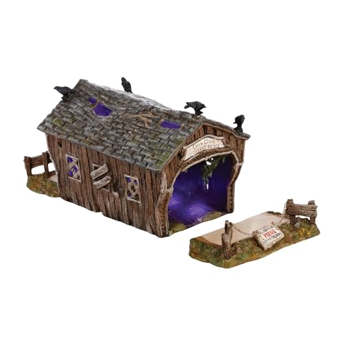 Department 56 Halloween Crow Creek Covered Bridge Lit Figurine, 4.72 Inch, Multicolor
