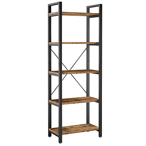 IRONCK Bookshelf, 5-Tier Industrial Ladder 110 lb per Shelf, Vintage