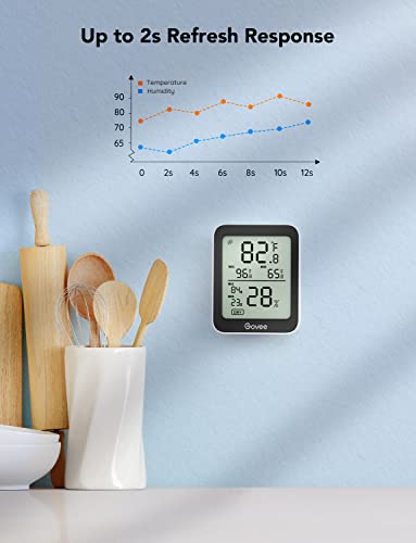 Govee Indoor Hygrometer Thermometer 3-Pack Black with Bluetooth App Control