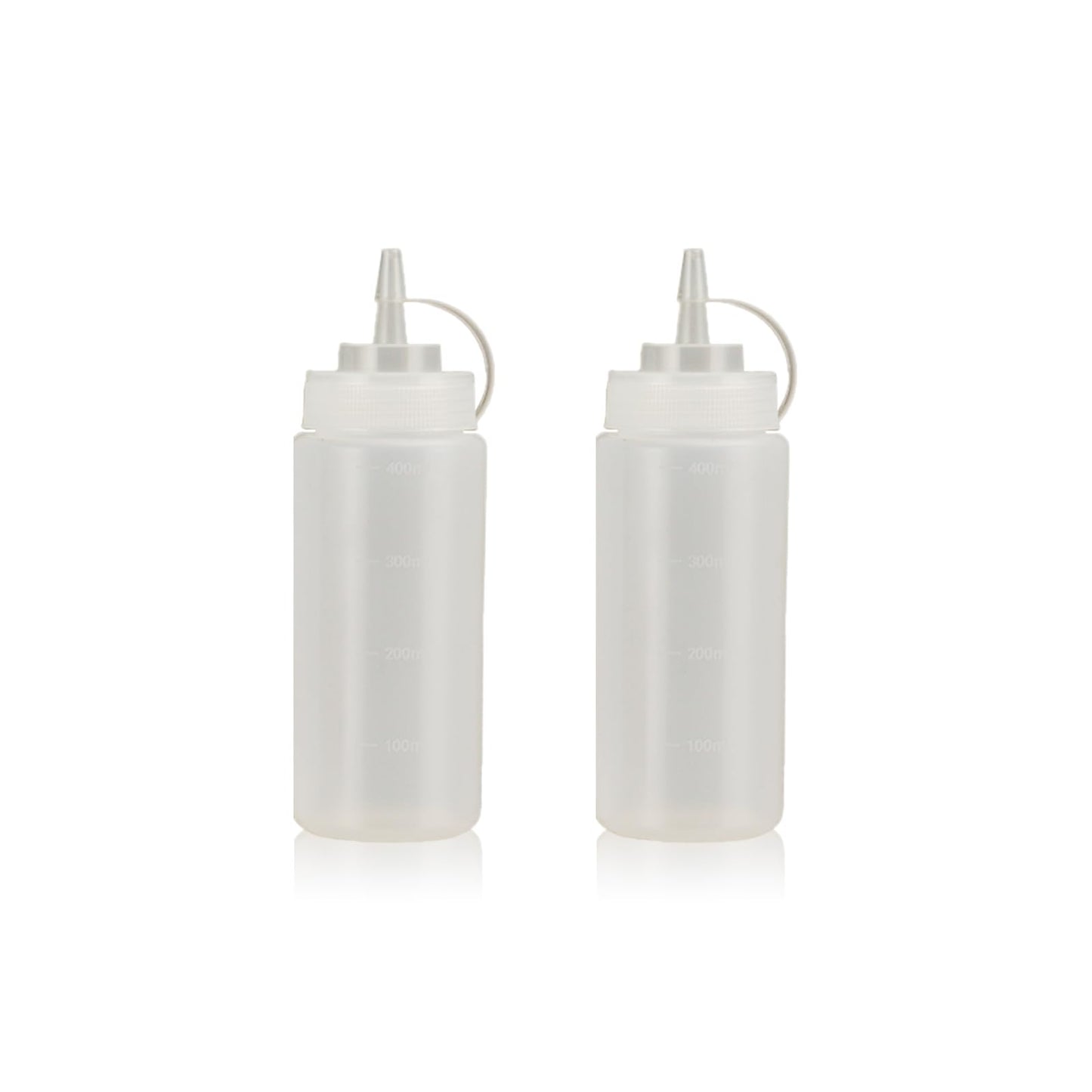 WELKOR Squeeze Bottles for Sauces,Leak-Proof Condiment Dispenser, BPA-Free Kitchen Restaurant Squeeze Bottle Set with Wide Mouth for Ketchup, Mustard,Syrup,Dressings (White, 2Pack-16oz(400ml))