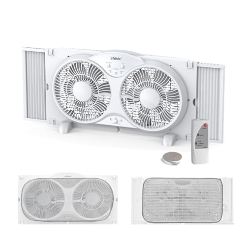 9-Inch Twin Window Fan with Reversible Airflow and Remote Control