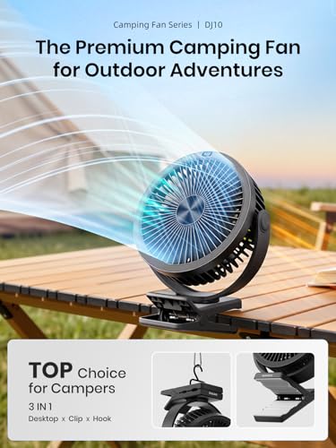 Rechargeable 8-Inch Clip-On Desk Fan with 10000mAh Battery and 360° Adjustment for Camping and Outdoor Use