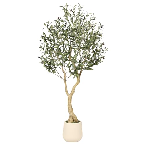 5ft Artificial Olive Tree with White Exquisite Planter - Indoor Decor