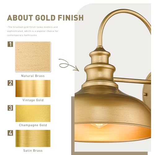 Modern Farmhouse Wall Light Fixture - Hand-Painted Gold Finish, 11 Inch Indoor Barn Light