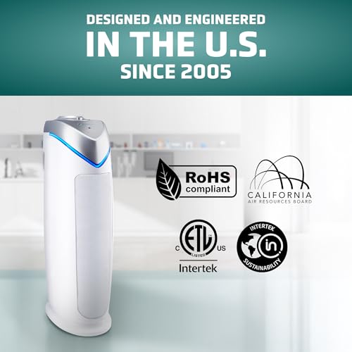 GermGuardian HEPA Air Purifier Tower 22" White AC4825W for Allergies & Pets