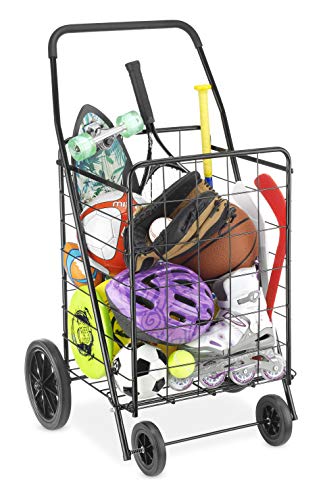 Extra Large Foldable Utility Shopping Cart with Wheels - 17.4 x 16.4 x 40.12 inches, Black, 100Lb Capacity