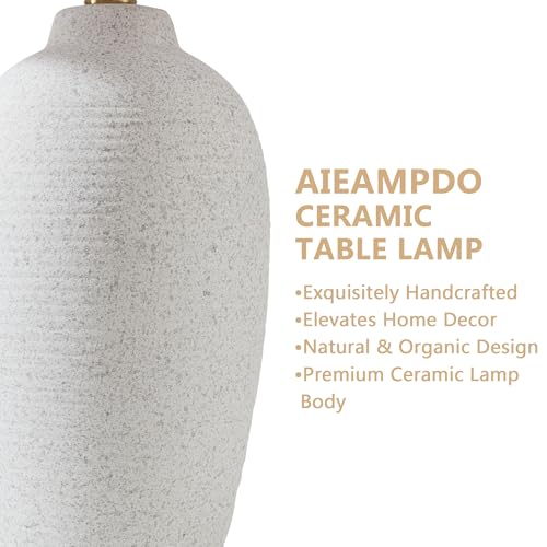 AIEAMPDO 25-Inch Modern Farmhouse Ceramic Table Lamp - Beige White