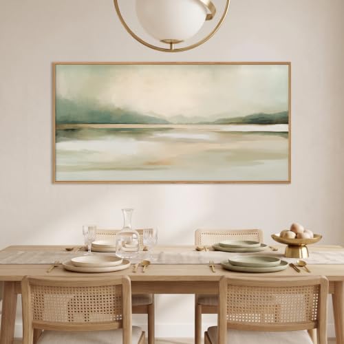 DRACIT Large Abstract Sage Green Pastel Wall Art Set — 20x40 Inch Framed Canvas, Landscape Home Decor