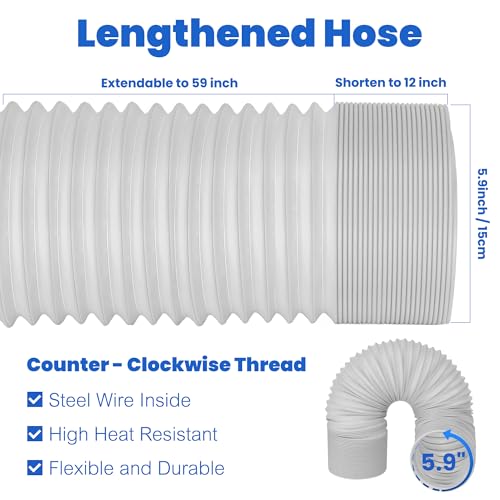 Portable AC Window Vent Kit with Adjustable Seal & Exhaust Hose - Universal Fit
