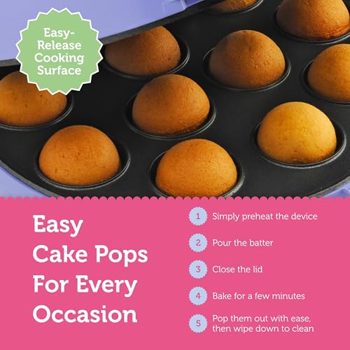 Cake Pop Maker Machine with 12-Cake Pop Capacity & 50 Sticks