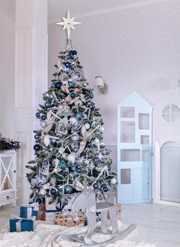 Christmas Traditions Platinum White Glitter Bethlehem Star Tree Topper 11in for 6-8ft Large Trees (Variant: Platinum White)
