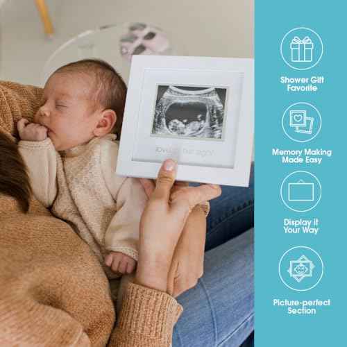 Pearhead Love at First Sight Sonogram Picture Frame, Gender Neutral Ultrasound Keepsake, Ideal Pregnancy Gift, Baby Shower and Nursery Decor, 4¡±x3¡± Photo Insert, White
