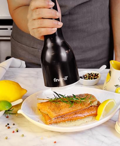 FinaMill Classic Midnight Black Battery Spice Grinder & Salt Pepper Gift Set