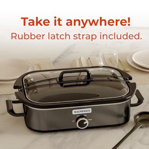 Magnifique 4-Quart Square Slow Cooker with Manual Temperature Control - Dishwasher Safe, Stainless Steel