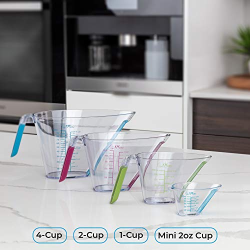 KPKitchen 4-Piece Plastic Liquid Measuring Cups Set with Spouts, BPA-Free