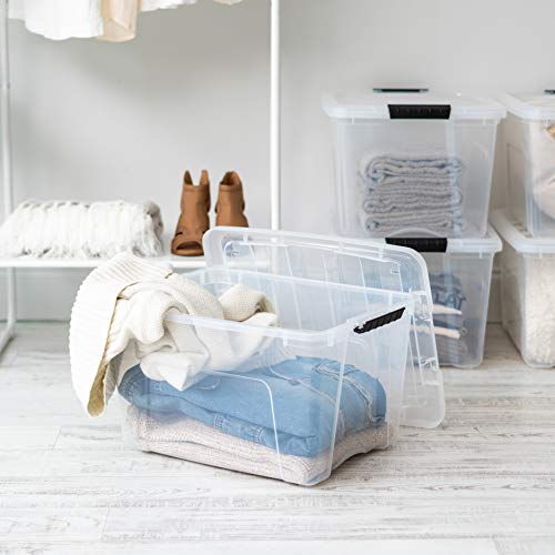 IRIS USA 40 Quart Clear Storage Bins with Lids - 4 Pack, Stackable, BPA-Free