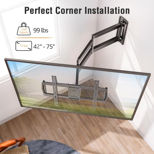 ELIVED 30-Inch Long Arm Full Motion TV Wall Mount for 42-75 Inch Screens, Swivel & Tilt, Corner Compatible