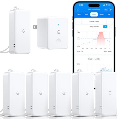 WiFi Hygrometer Thermometer with Gateway & 6 Sensors - Indoor Climate Monitoring Kit
