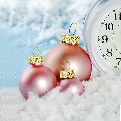100 Sets Round Christmas Ornament Tops Caps, 0.4 in Gold Metal Tops, Ornament Topper Caps for Clear Glass DIY Decor
