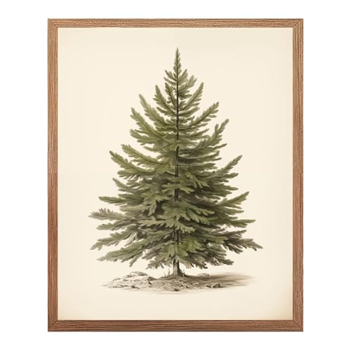 Jeecalart Vintage Christmas Tree Wall Art 8x10 Unframed Rustic Pine Print 10" x 8"