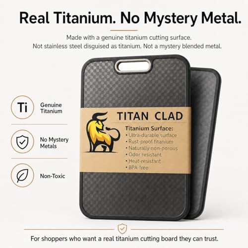 Titanium Cutting Board for Kitchen, Double Sided Food Grade, Pure and