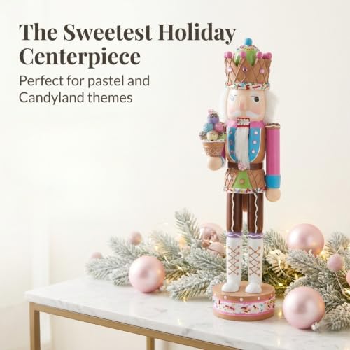 Candy Themed Nutcracker Figurine - 15 inch Wood Holiday Decor