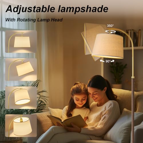 Chestnut 62.5-inch Wooden Floor Lamp with Foot Switch for Living Room