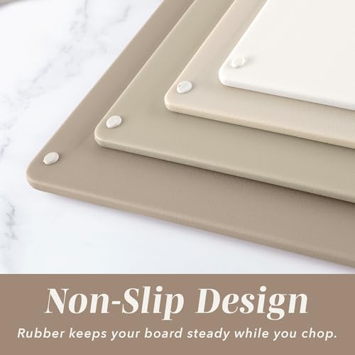 Cook With Color Non-Slip Cutting Board Set - 4 Sizes with Easy Grip Handles, Brown
