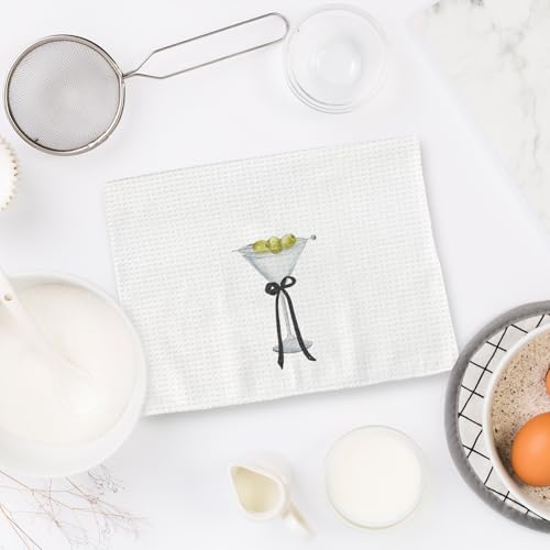 FIicy Black Martini Decor Kitchen Towels Coquette Bow Hand Towels for Bar & Home