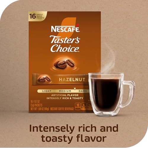 Hazelnut Flavored Instant Coffee Packets - 128 Cups, Premium Robusta & Arabica