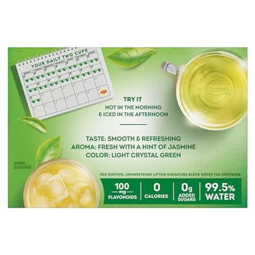 Lipton Green Tea with Jasmine 240-Count Tea Bags - 6 Pack, Unsweetened, Flavonoids, Bioactives, For Hot or Iced Tea, Gift Set, 40 Count Each