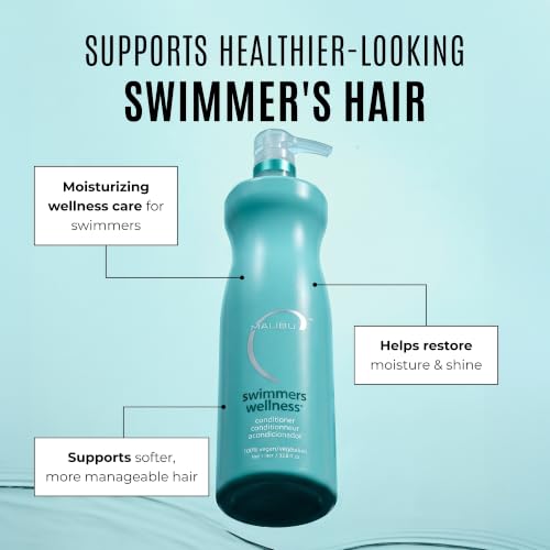 Malibu C Swimmers Wellness Hair Conditioner 33.8oz Moisturizing Swim Hair Care - Pack of 1