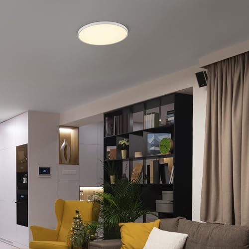 24 Inch White LED Ceiling Light Fixture with 5 CCT, 3300 Lumens, Damp Location