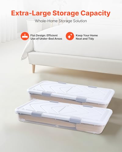 VEVOR Under Bed Storage with Wheels, 39.8 x 20.1 5.9 inch Underbed