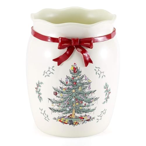 Spode Christmas Wastebasket - Holiday Decor Bathroom Trash Can