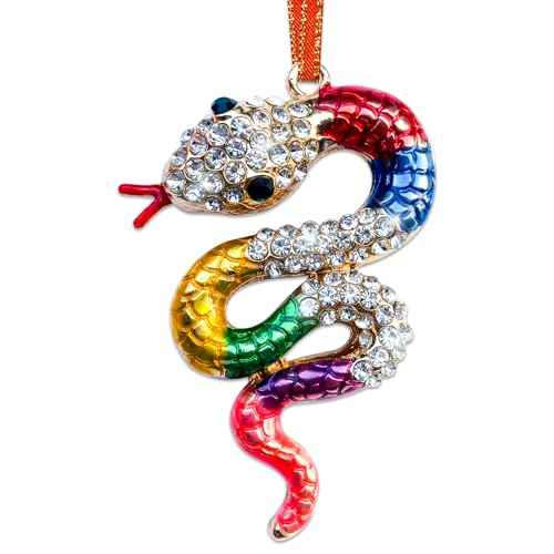 Snake Christmas Ornaments Metal Snake Ornaments for Christmas Tree Rhinestone Snake Hanging for Xmas Tree Home Decor Gifts for Woman Men Boys Girls Snake Lovers Snake Animal Xmas Ornament