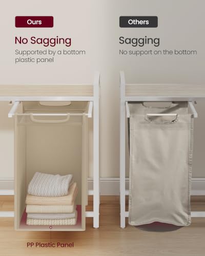 Laundry Hamper with Shelf and 2 Removable Bags - Cappuccino Beige + Natural Beige, 92L