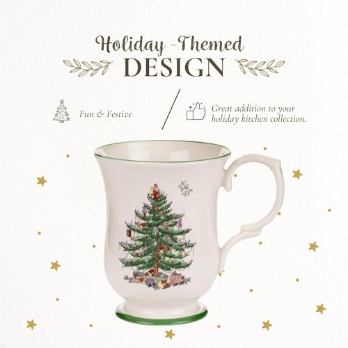 Spode Christmas Tree 12oz Footed Mug with Santa & Holiday Decor