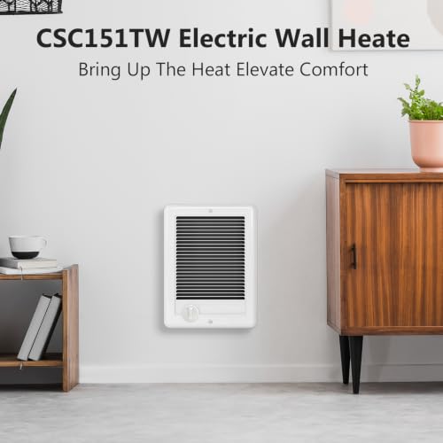 Affectnianly CSC151TW Electric Wall Heater with Thermostat - White