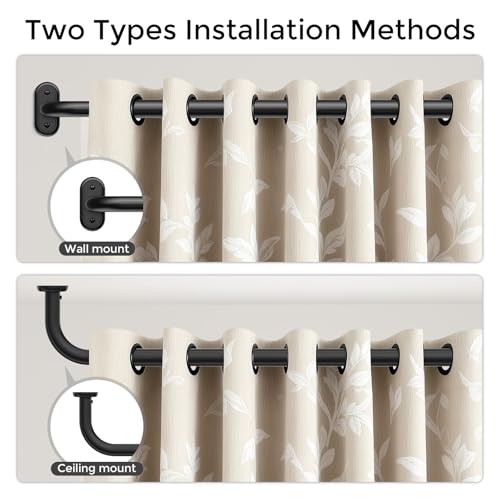 Wolistsa Black Heavy Duty Extendable Curtain Rod 36-120 Inches for Windows, 1 Pack