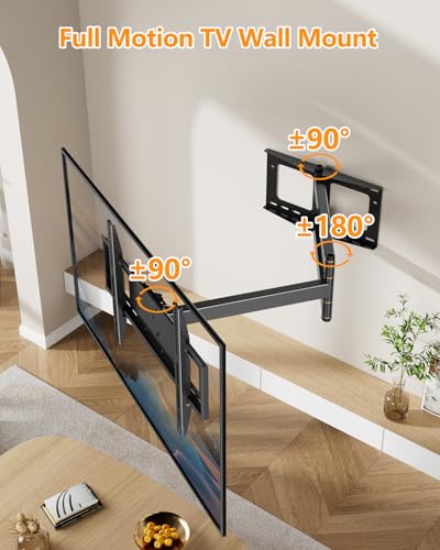 Long Arm Full Motion TV Wall Mount for 42-80 Inch TVs - Extends 43 Inches - Fits VESA 100x100mm to 600x400mm - Heavy Duty Steel