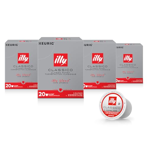 Illy Classico Medium Roast Coffee Pods - 20 Count Pack of 4 for Keurig