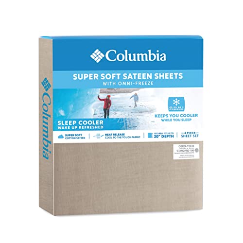 Columbia King Omni Freeze Cooling Sheet Set - Fossil, Hot Sleepers Bedding