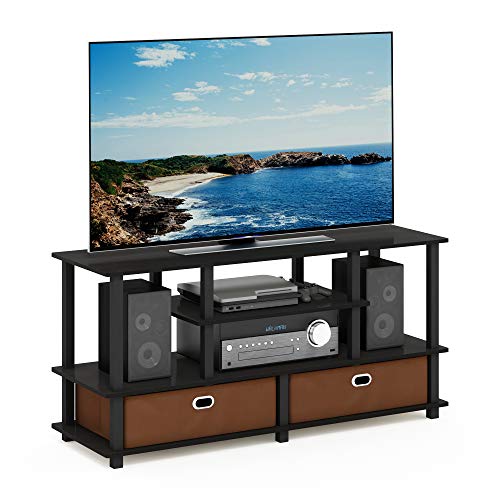 Furinno JAYA TV Stand for 55-Inch Flat Screen, Black Plastic Frame