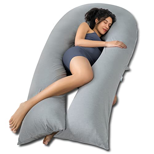 Grey Cooling QUEEN ROSE 65-Inch U Shaped Pregnancy & Body Pillow, Maternity Support