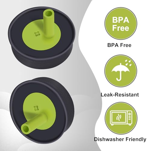 PHULWEL 2 Pack Replacement Lids for Owala Kids Insulation Tumbler 12oz & 15oz, Spill Resistant Cap with 4 Flexible Straws, BPA-Free, Dishwasher Safe, Accessories for Owala Kids Bottle(Blue)