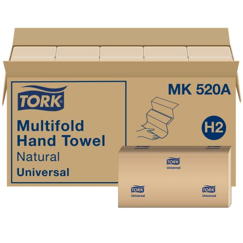 Tork H2 Multifold Hand Towels - Natural, 16 Packs x 250 Sheets, Eco-Friendly