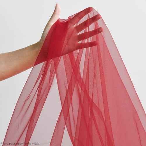 Artoid Mode Red Gauze Table Runner 120 Inch 10FT, Seasonal Sheer Kitchen Dining Holiday Wedding Birthday Baby Shower Table Decor for Home Party